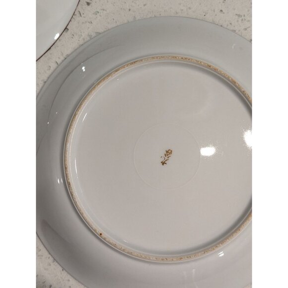 3 soup bowls Kutani Eggshell China 7.5" Bamboo Geometric Border Japan Pre-1930 - Picture 12 of 14